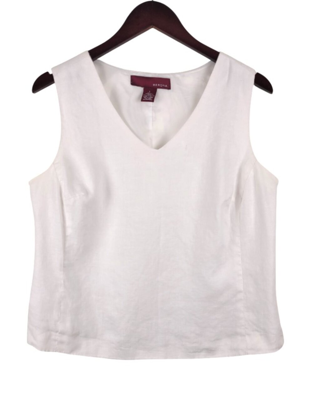 Y2K Merona White Sleeveless V-neck Linen-Blend Tank Top Large